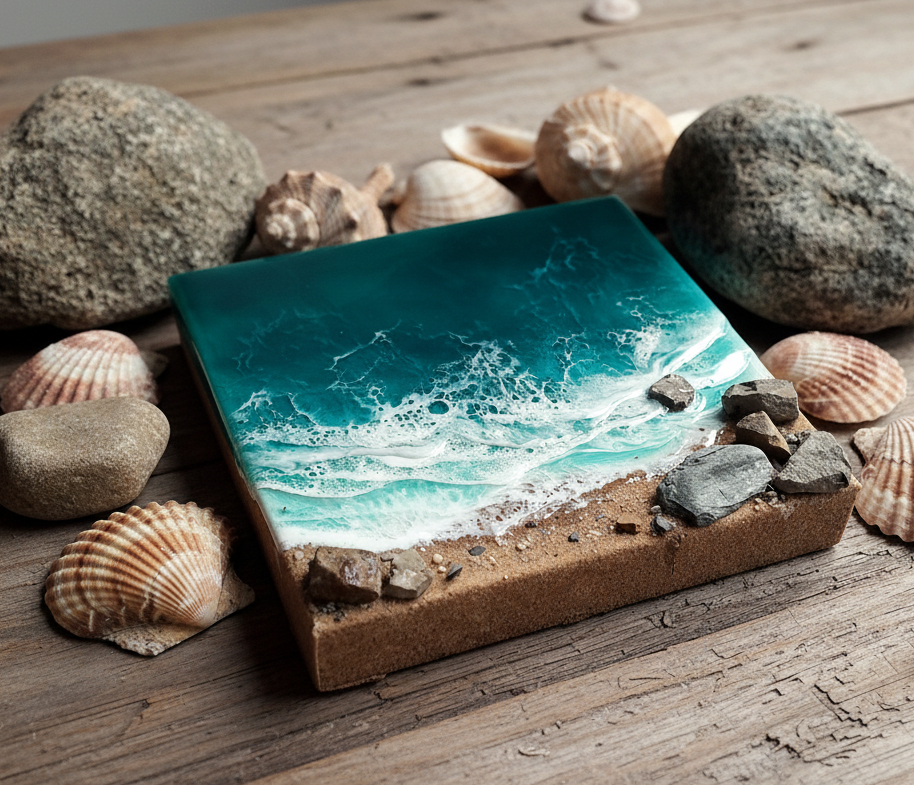 'Coastal Tides' square canvase