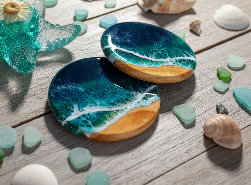 'Lagoon Teal' Wave Coasters