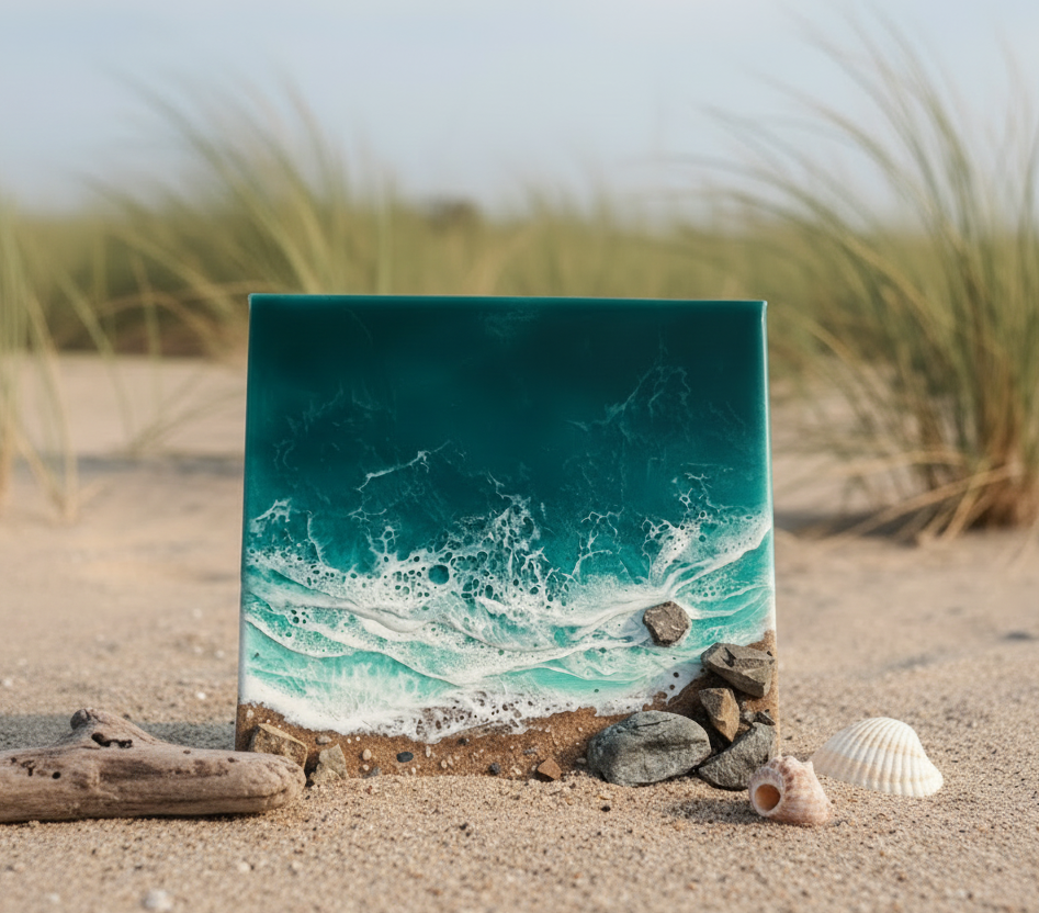 'Coastal Tides' square canvase