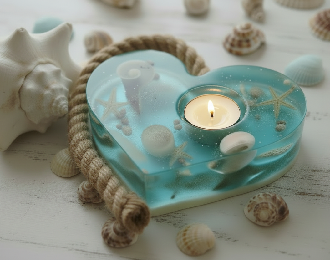 Resin Heart Tealight Holder