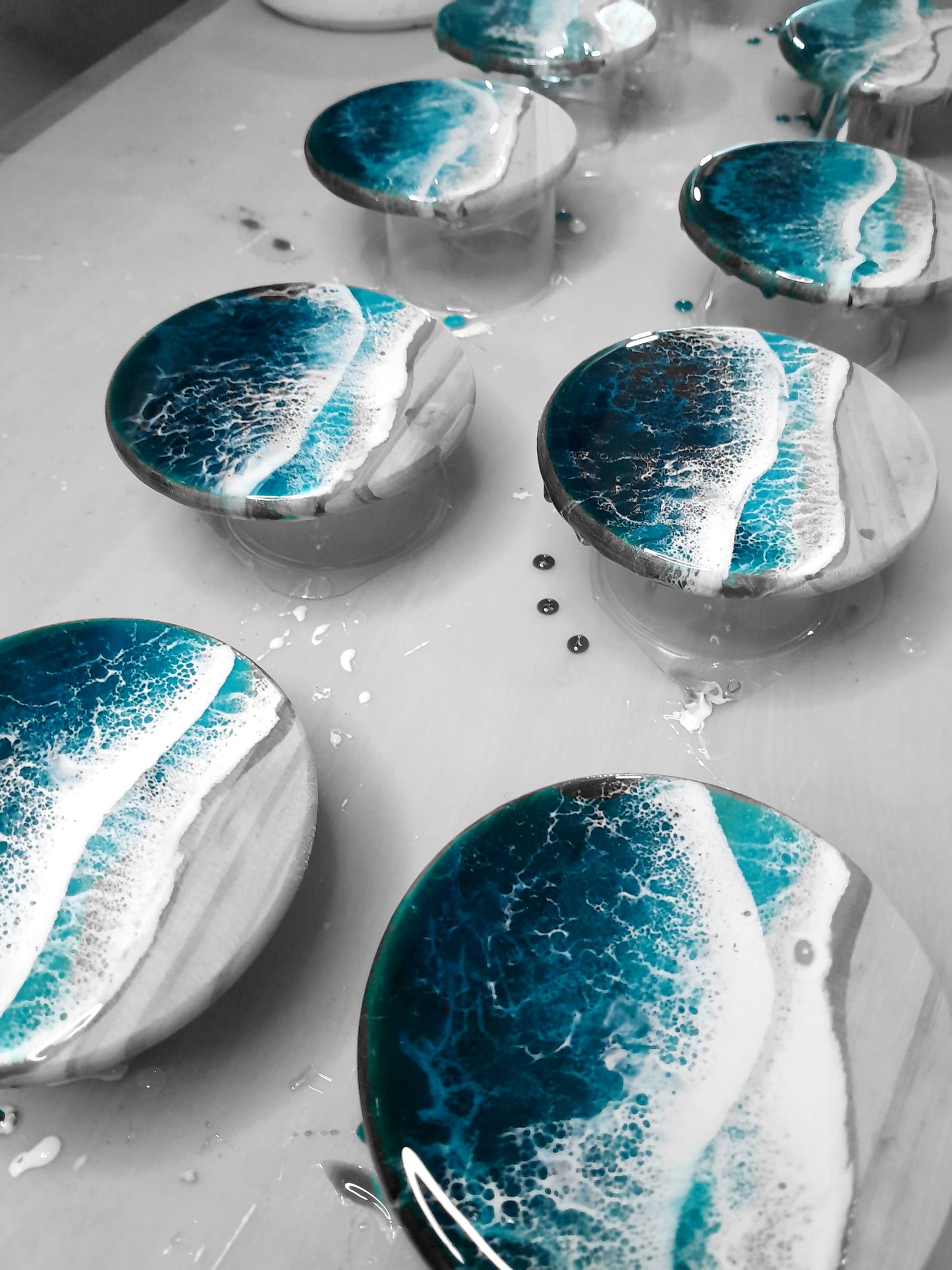 'Lagoon Teal' Wave Coasters