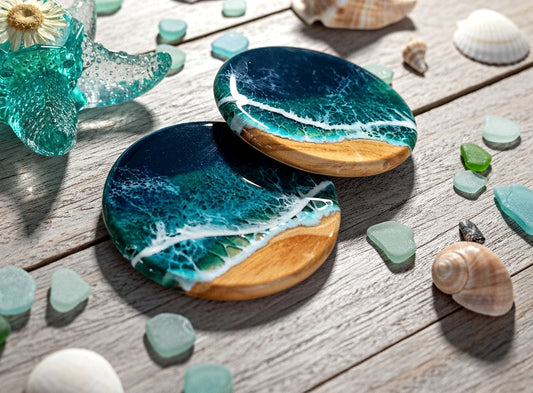 'Lagoon Teal' Wave Coasters