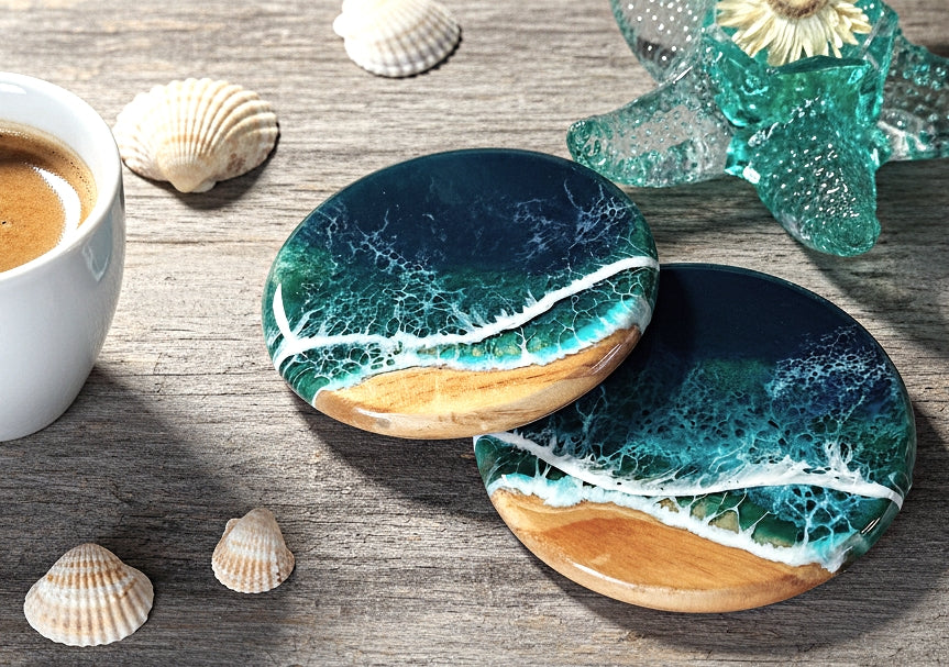 'Lagoon Teal' Wave Coasters