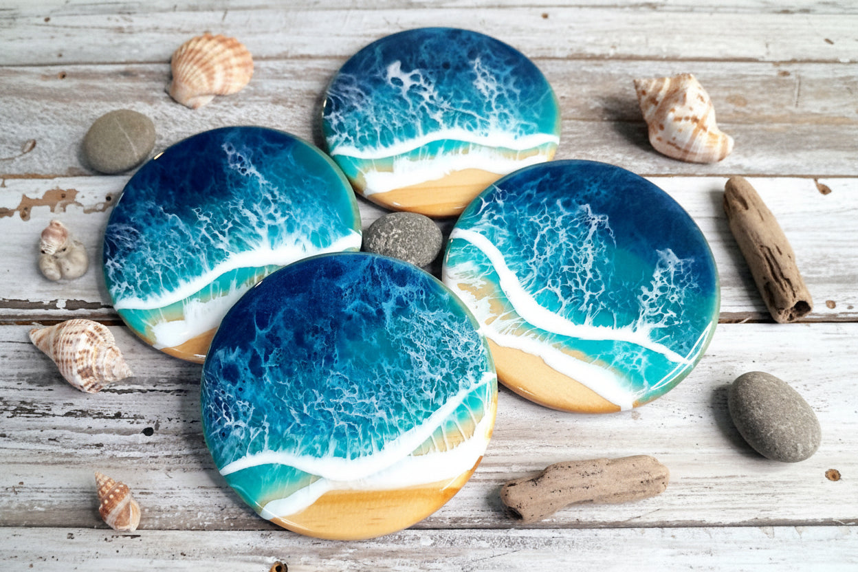 'Lagoon Teal' Wave Coasters