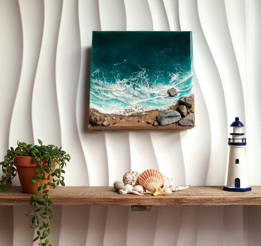 'Coastal Tides' square canvase