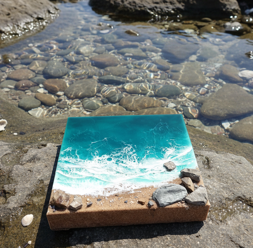 'Coastal Tides' square canvase